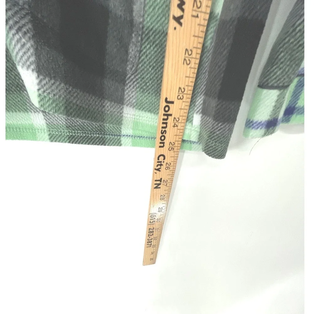 Anne Klein Women Pajama Set S Fleece Green Plaid‎ Button Down Cozy